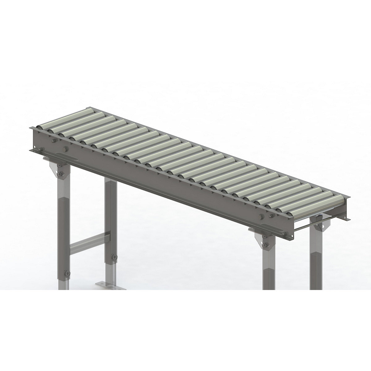 Gura – Roller conveyor, steel frame with zinc plated steel rollers, track width 300 mm, distance between axles 62.5 mm, length 1.5 m