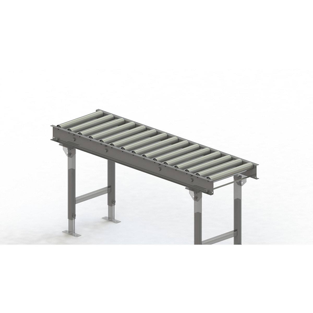 Gura – Roller conveyor, steel frame with zinc plated steel rollers, track width 400 mm, distance between axles 100 mm, length 1.5 m