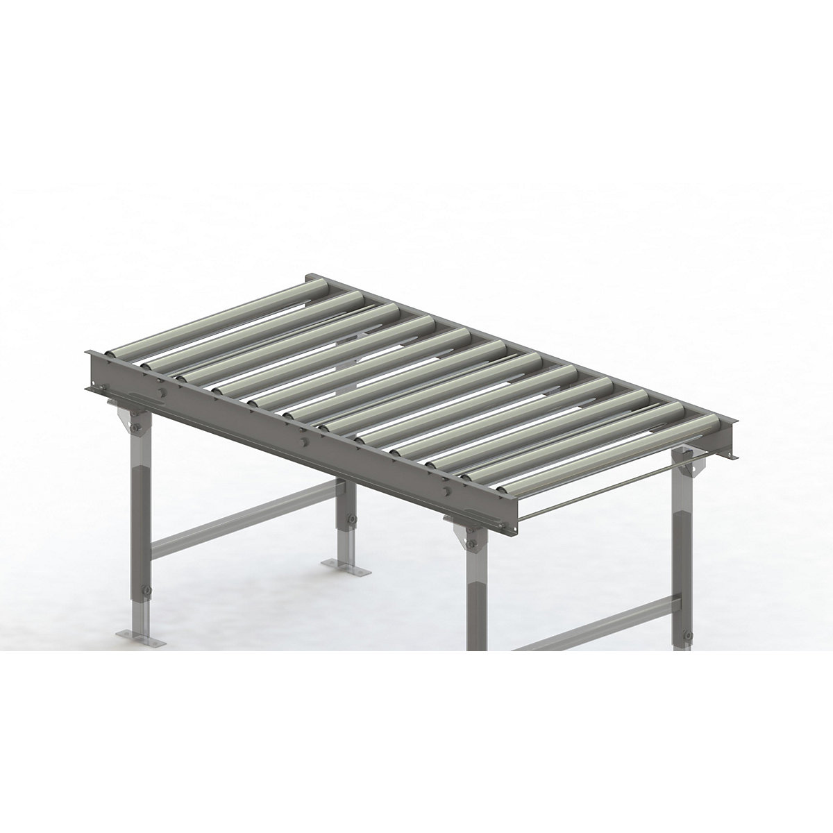 Gura – Roller conveyor, steel frame with zinc plated steel rollers, track width 750 mm, distance between axles 125 mm, length 1.5 m