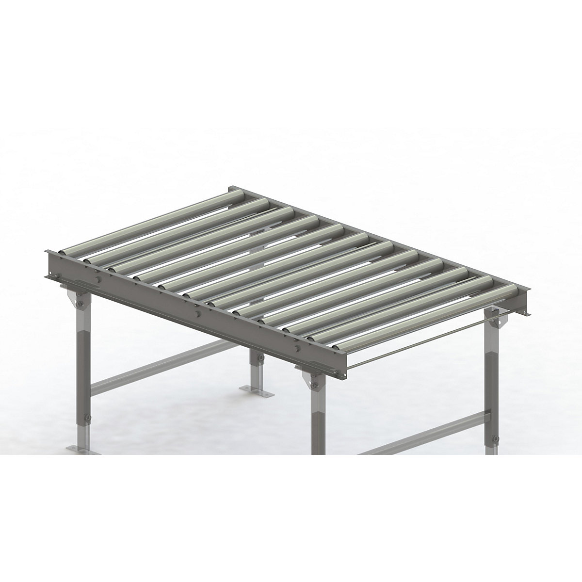 Gura – Roller conveyor, steel frame with zinc plated steel rollers, track width 900 mm, distance between axles 125 mm, length 1.5 m