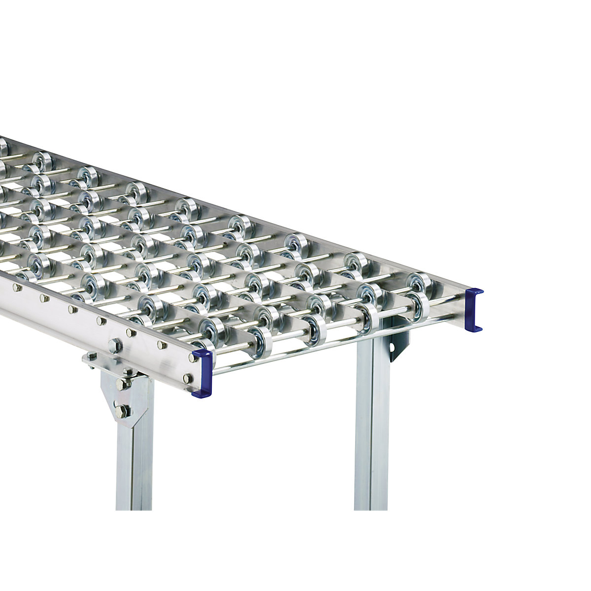 Light duty skate wheel conveyor, aluminium frame with zinc plated steel skate wheels - Gura