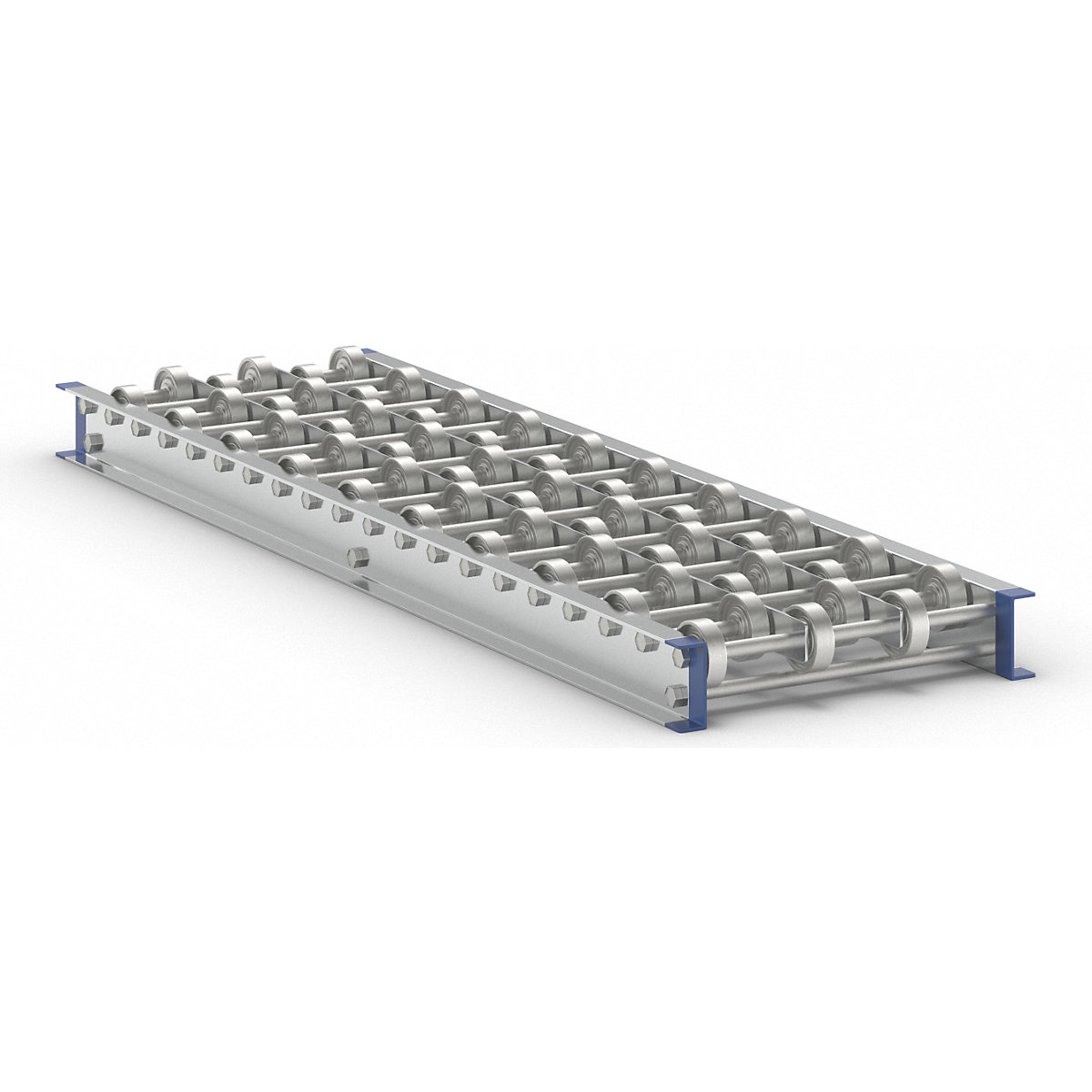 Light duty skate wheel conveyor, aluminium frame with zinc plated steel skate wheels - Gura