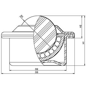Bille porteuse à chape en tôle d'acier à collerette