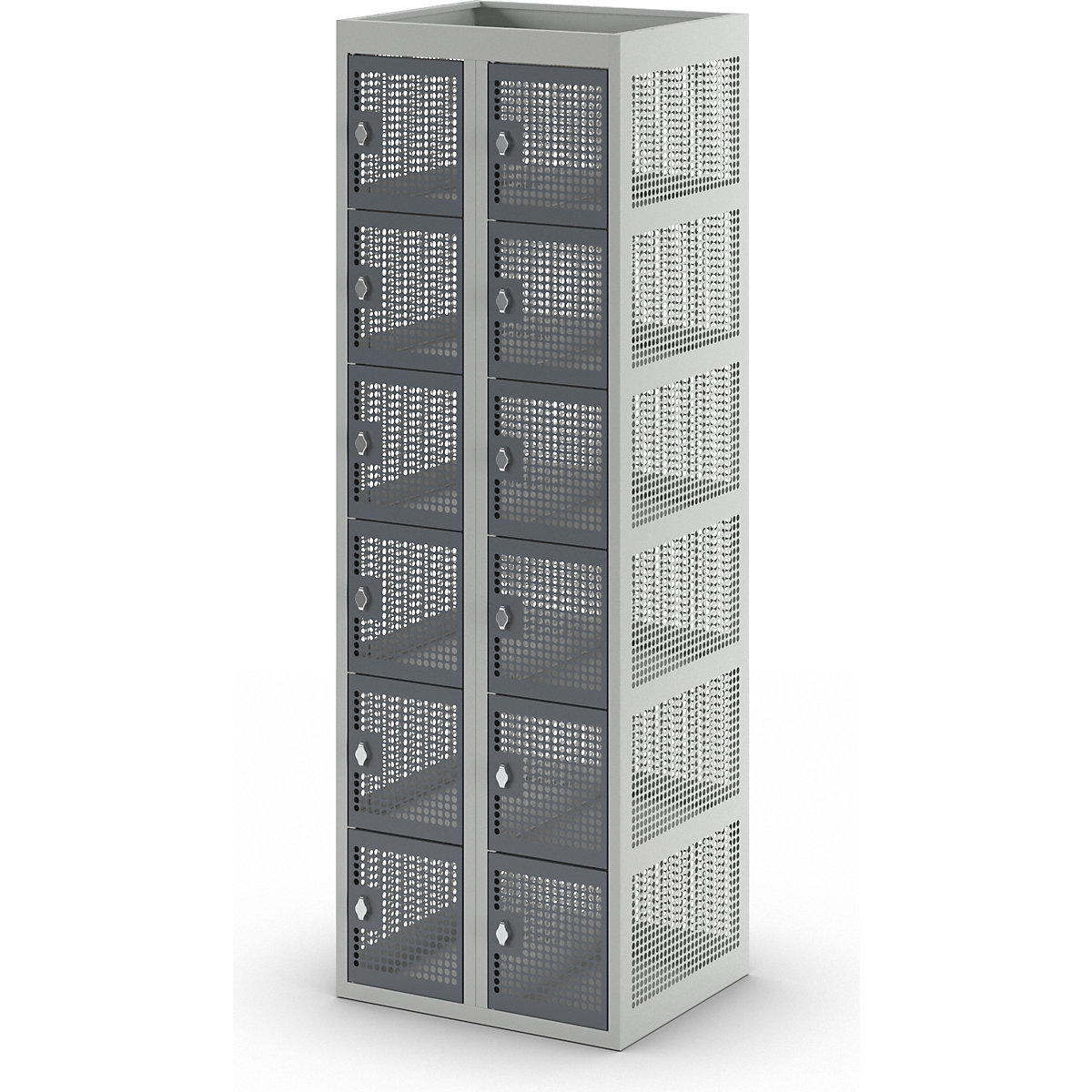 6-fold compartment locker, perforated sheet steel – eurokraft pro (Product illustration 2)-1