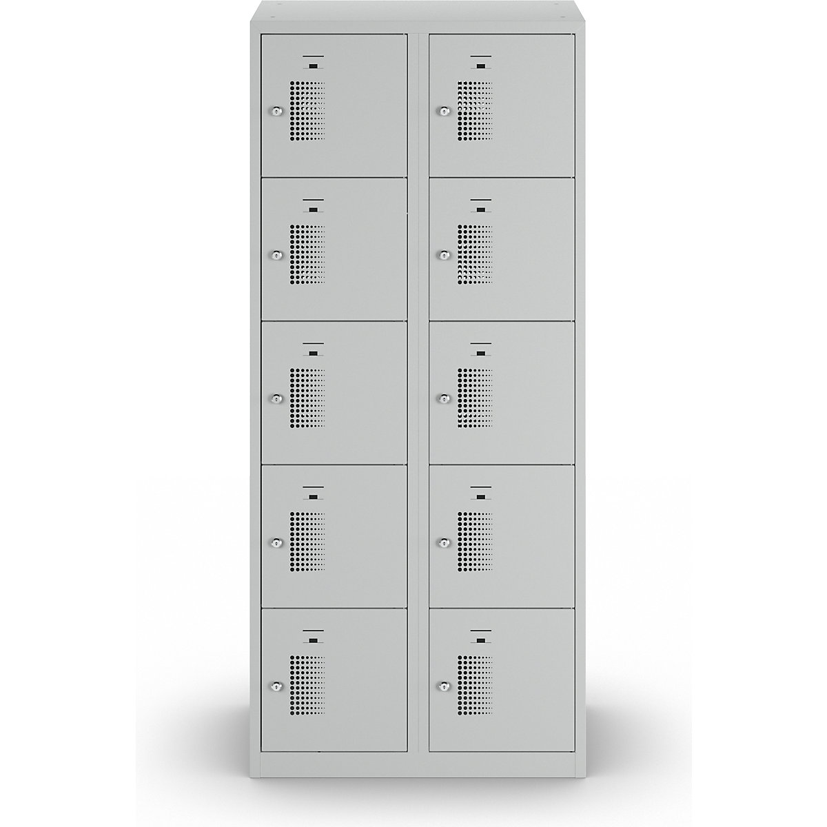 Amsterdam 5-fold compartment locker – eurokraft basic, 2 compartments, light grey, W 800 mm, 10 compartments, cylinder lock-17