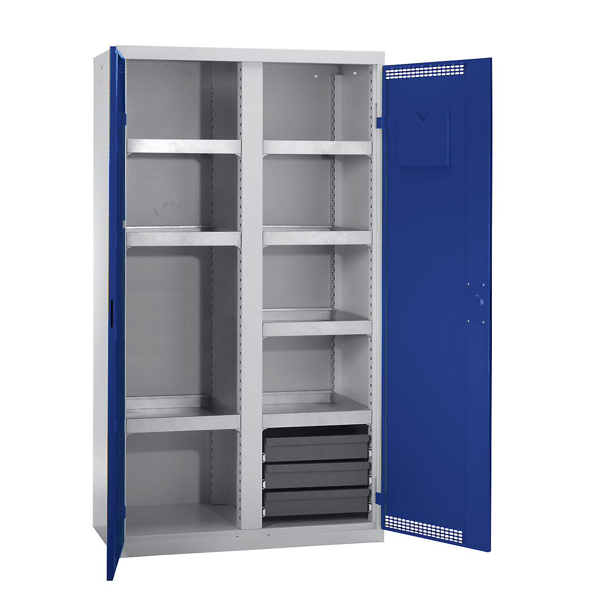 Environmental cupboard with door perforations