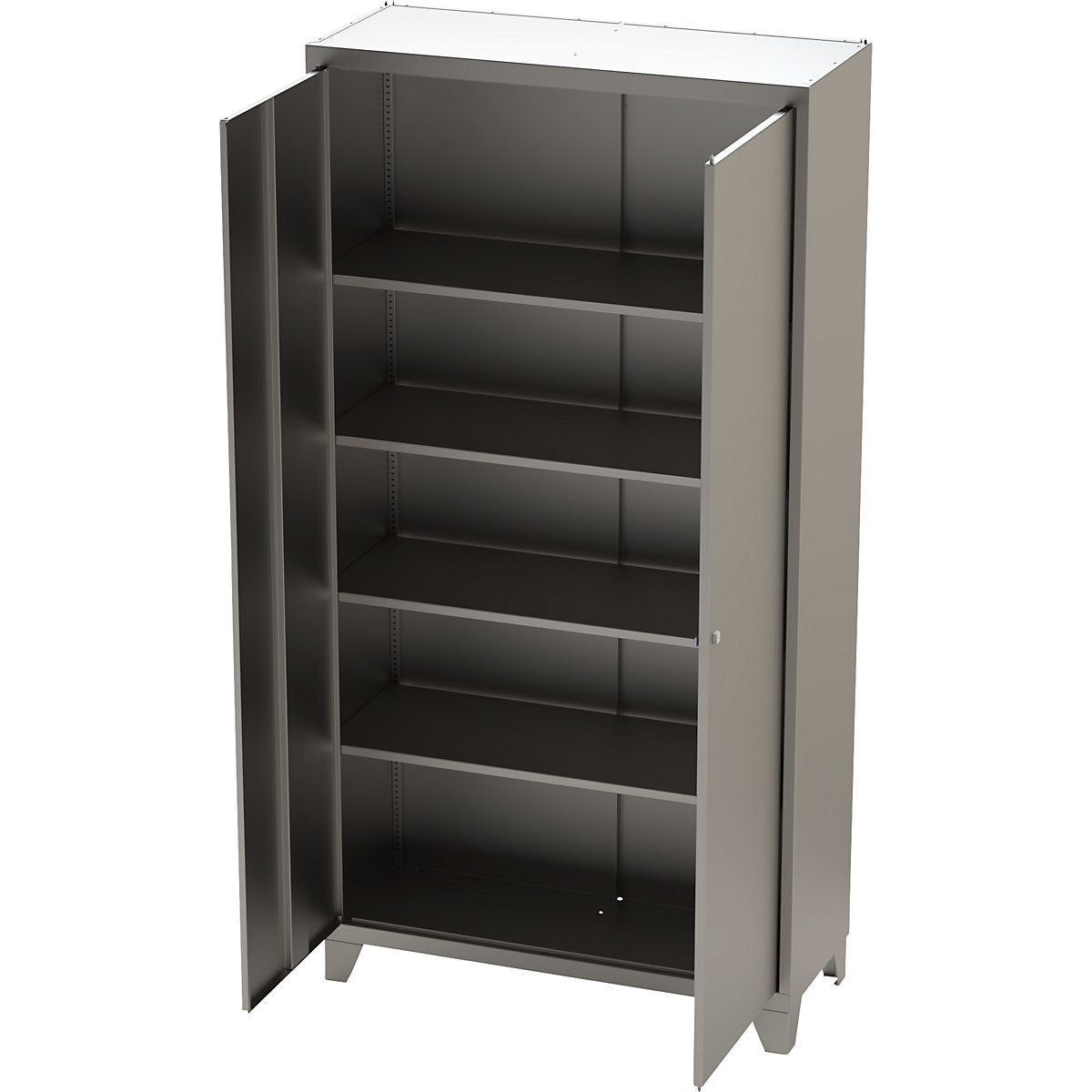 Stainless steel double door cupboard with stud feet (Product illustration 2)-1