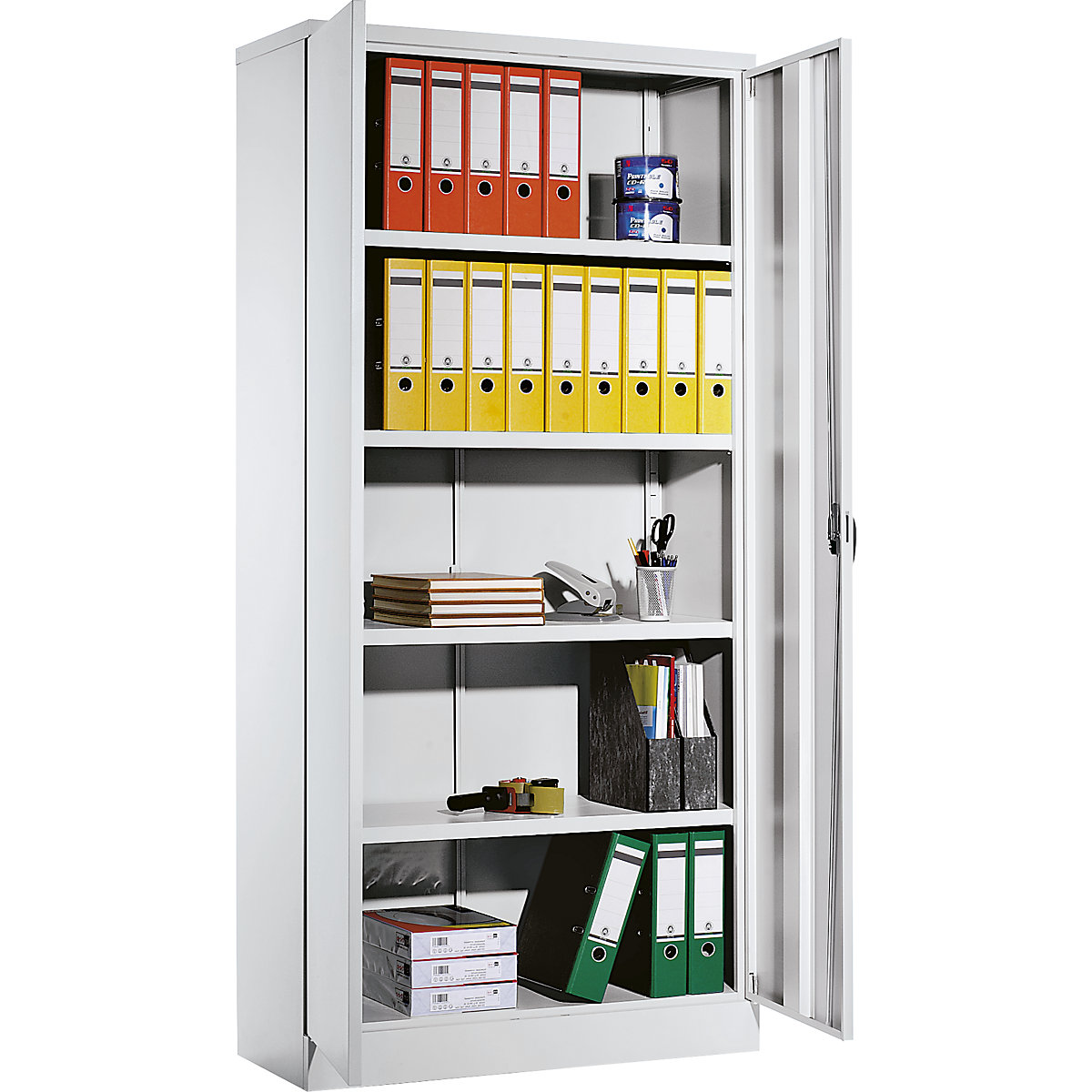 Universal cupboard with hinged doors and 4 shelves - eurokraft basic