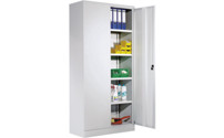 Universal cupboard with hinged doors and 4 shelves