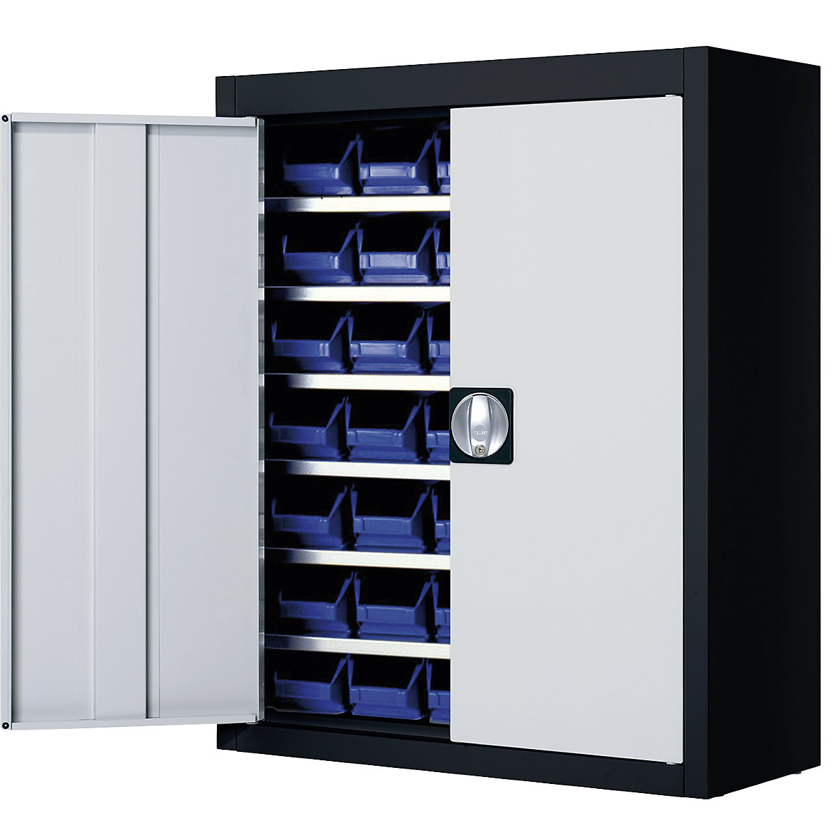 Storage cupboard with open fronted storage bins - mauser