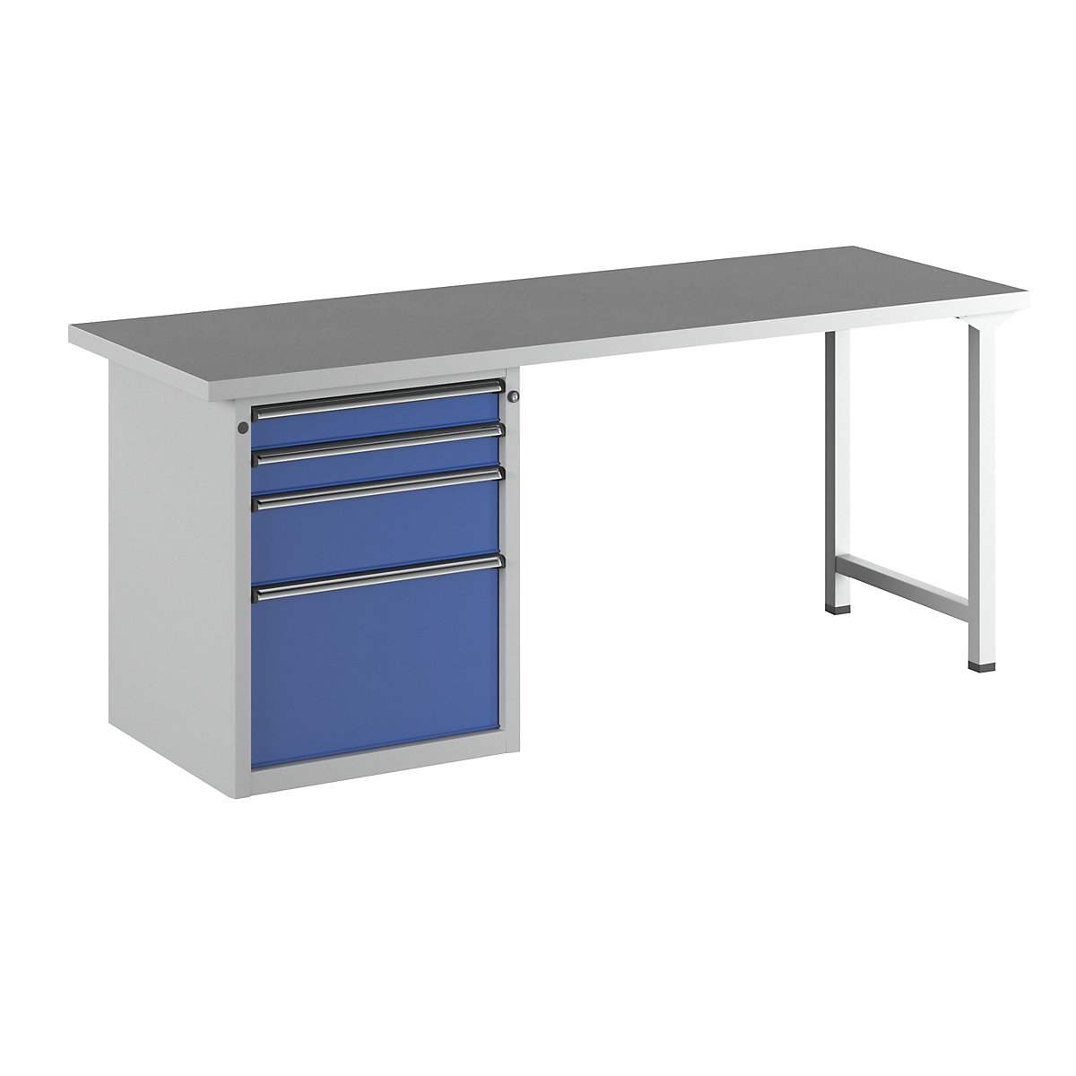 Dílenský stůl s rámovou konstrukcí – ANKE, 4 zásuvky, 2 x 90, 1 x 180, 1 x 360 mm, univerzální deska, šířka 2000 mm-12