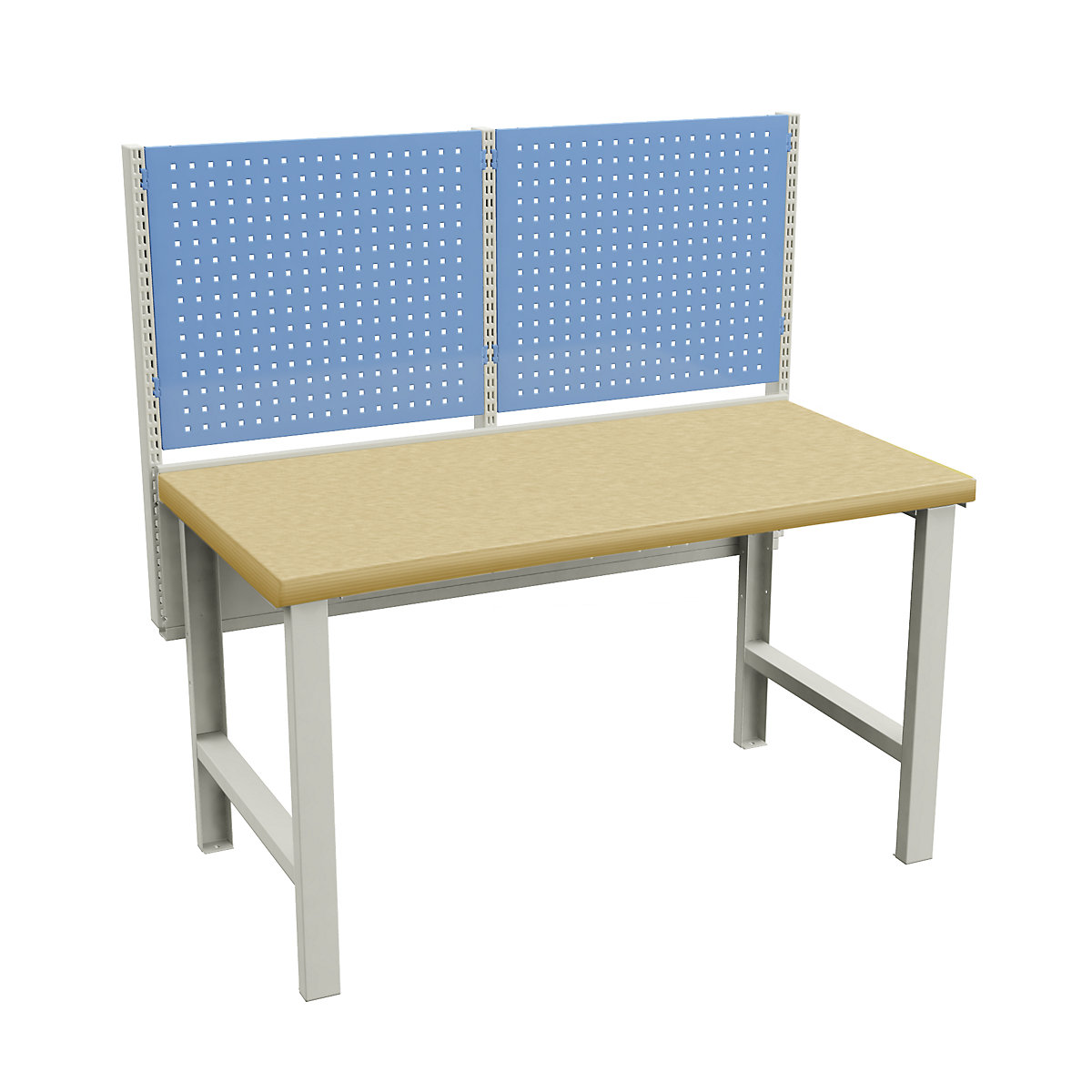 Treston – Dílenský stůl, stavebnicový systém, se 2 děrovanými deskami, deska z překližky Multiplex, š x h 2000 x 750 mm