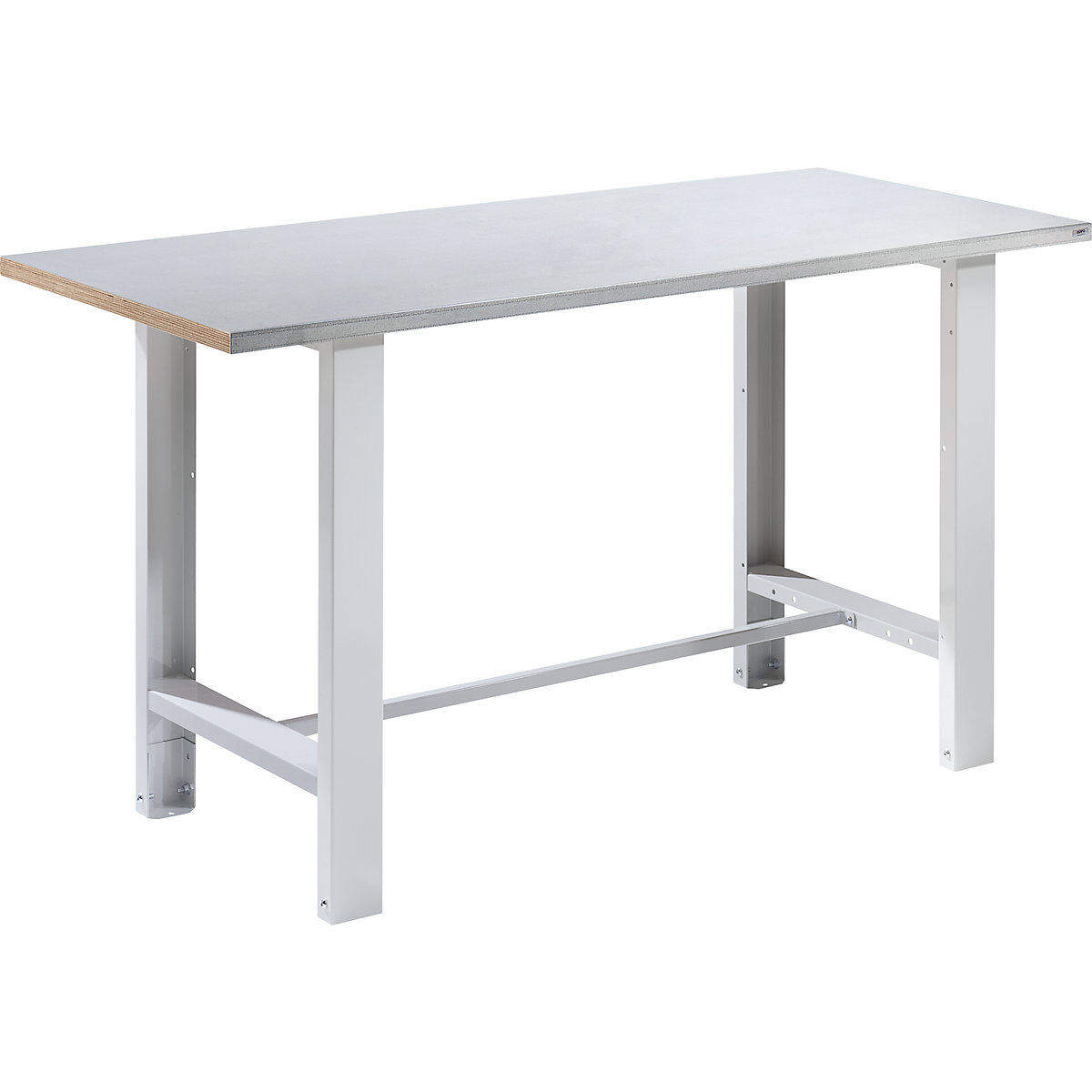 Dílenský stůl, stavebnicový systém – eurokraft basic, šířka desky 1500 mm, základní model, deska s potahem z ocelového plechu-2