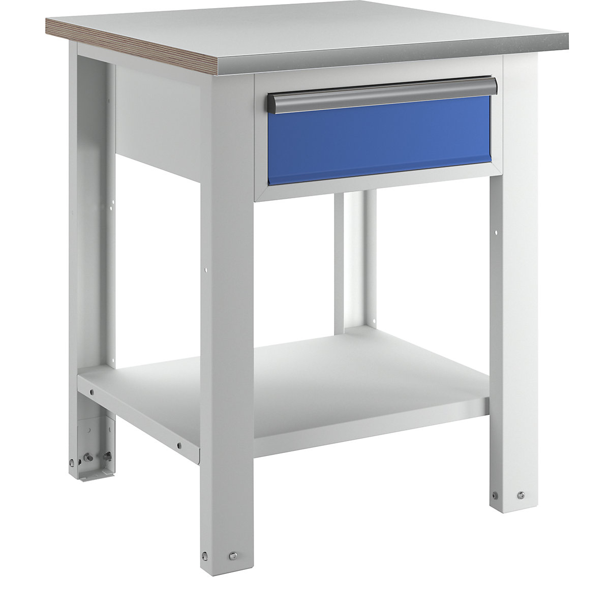Dílenský stůl, stavebnicový systém – eurokraft basic, šířka desky 700 mm, 1 zásuvka, deska s potahem z ocelového plechu-1