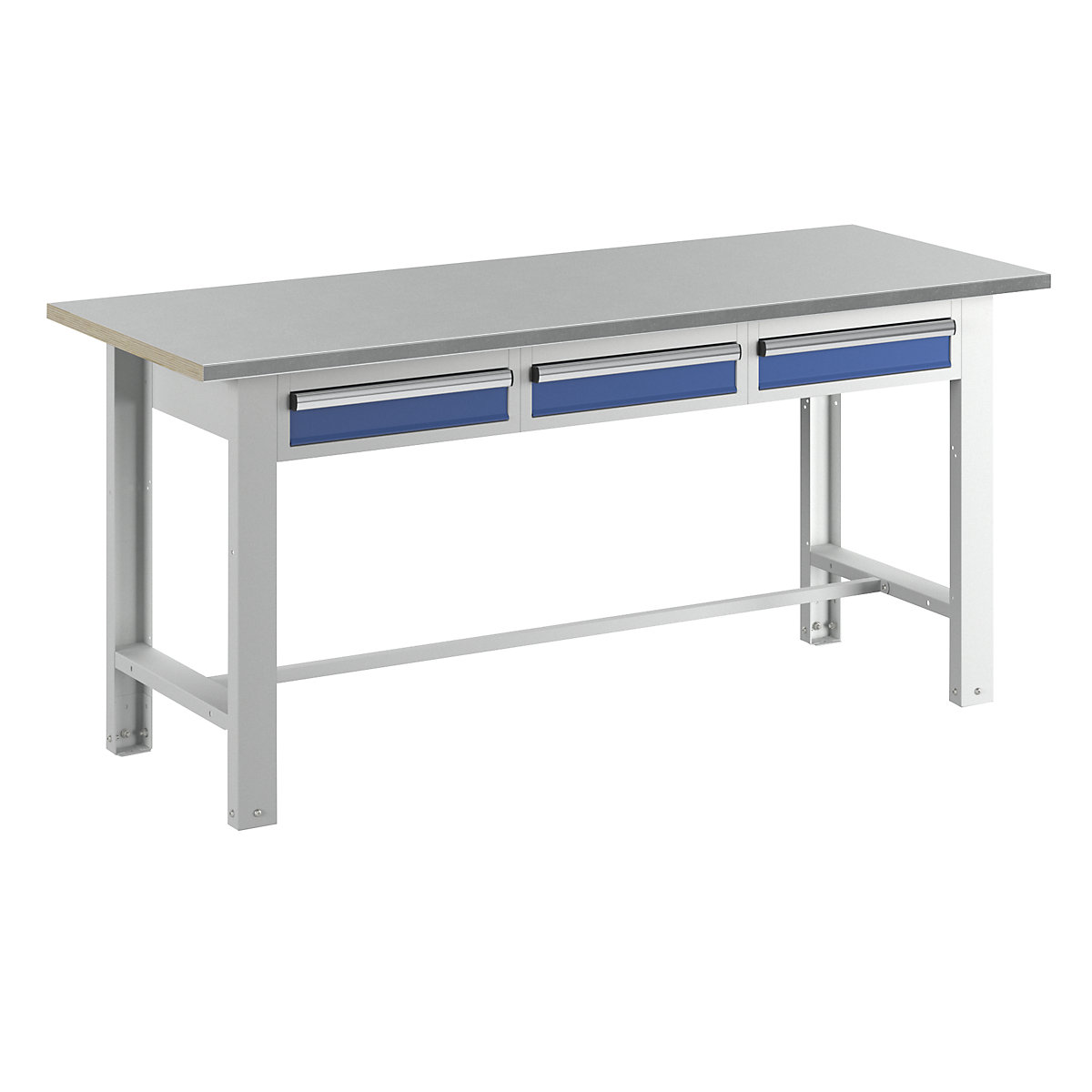 Dílenský stůl, stavebnicový systém – eurokraft basic, šířka desky 1850 mm, 3 zásuvky, deska s potahem z ocelového plechu-2