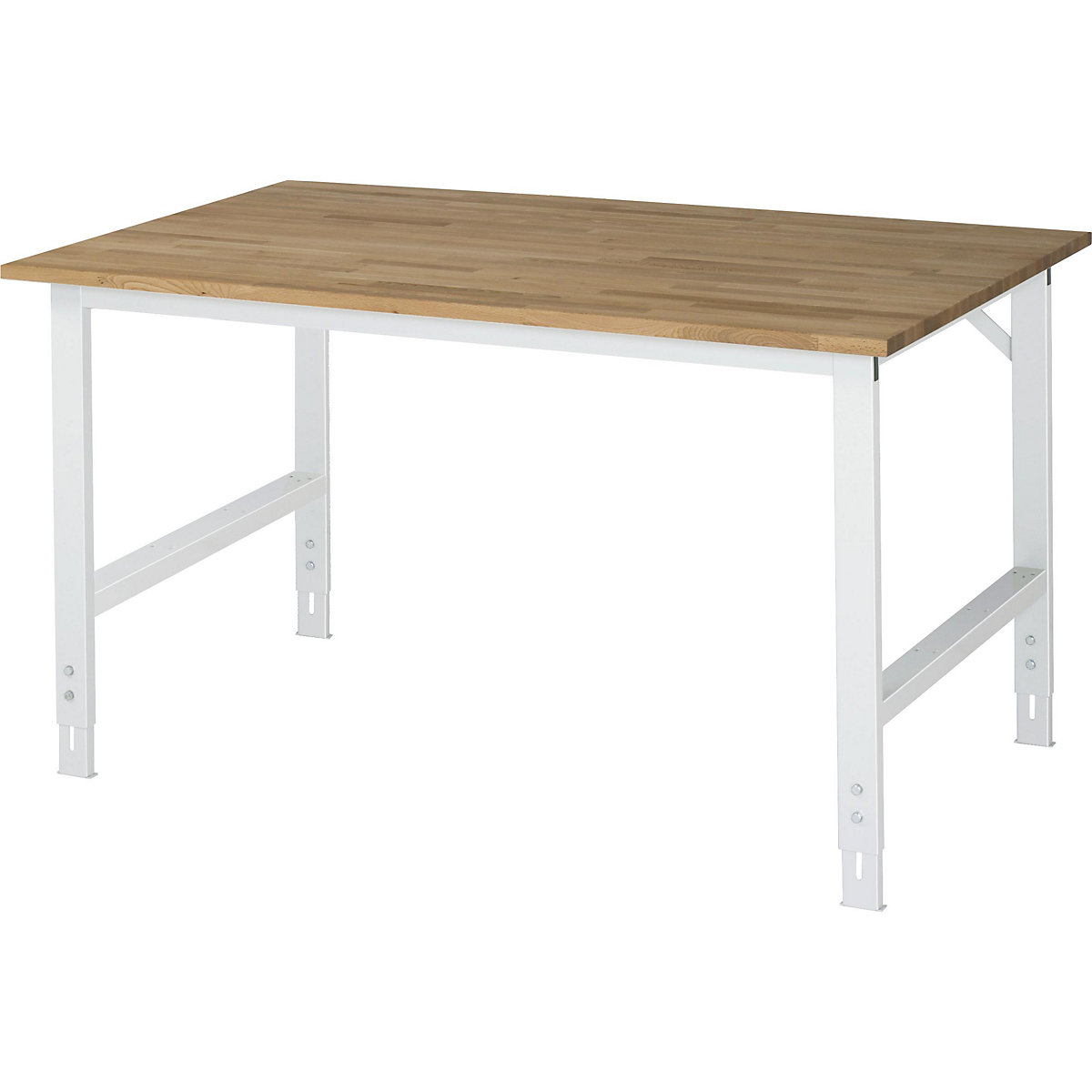 Pracovní stůl, výškově přestavitelný – RAU, 760 – 1080 mm, masivní buková deska, š x h 1500 x 1000 mm, světle šedá-11