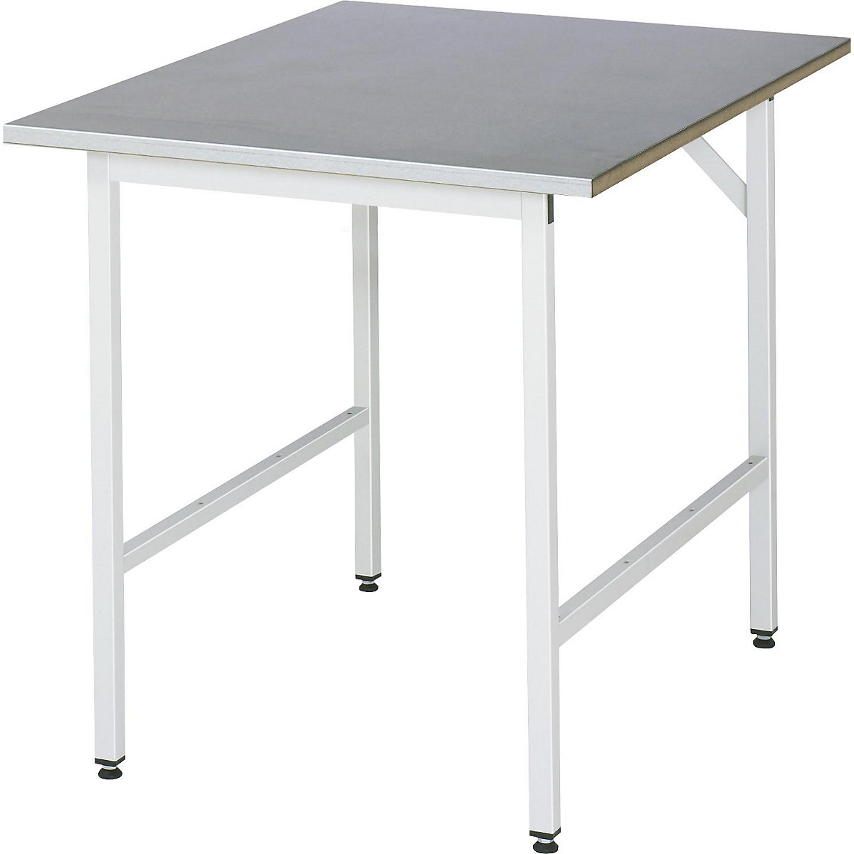 Pracovní stůl, výškově přestavitelný – RAU, 800 – 850 mm, deska s potahem z ocelového plechu, š x h 750 x 1000 mm, světle šedá-7