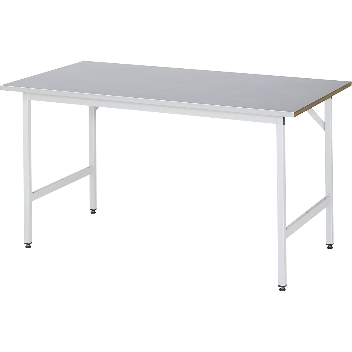Pracovní stůl, výškově přestavitelný – RAU, 800 – 850 mm, deska s potahem z ocelového plechu, š x h 1500 x 800 mm, světle šedá-12