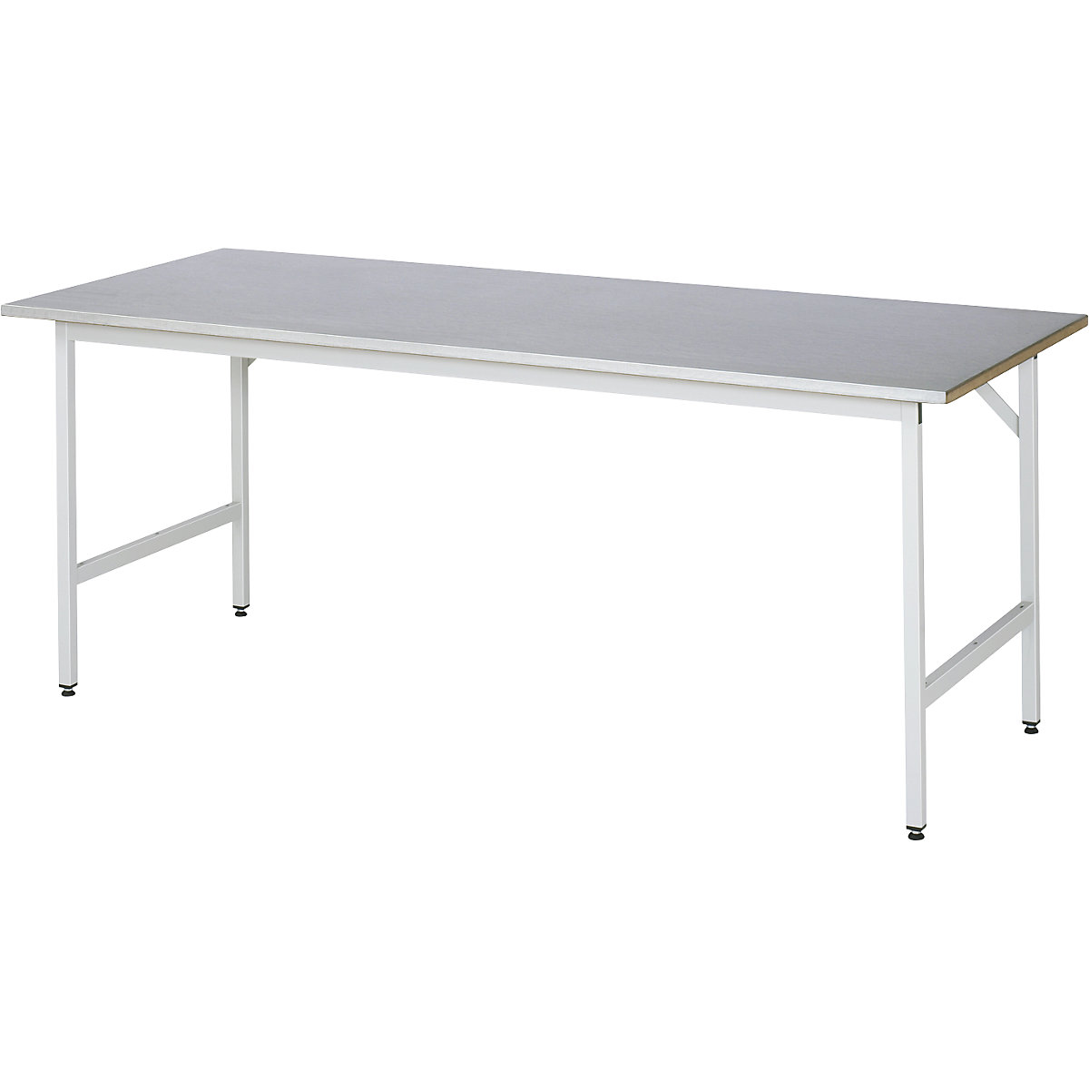 Pracovní stůl, výškově přestavitelný – RAU, 800 – 850 mm, deska s potahem z ocelového plechu, š x h 2000 x 800 mm, světle šedá-9