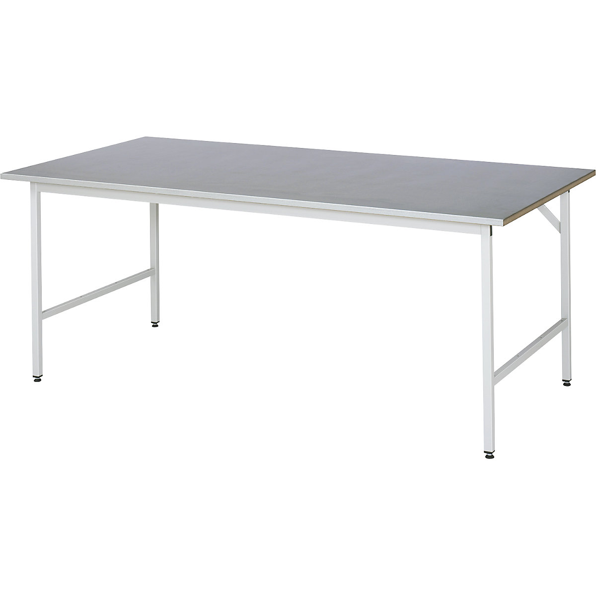 Pracovní stůl, výškově přestavitelný – RAU, 800 – 850 mm, deska s potahem z ocelového plechu, š x h 2000 x 1000 mm, světle šedá-11