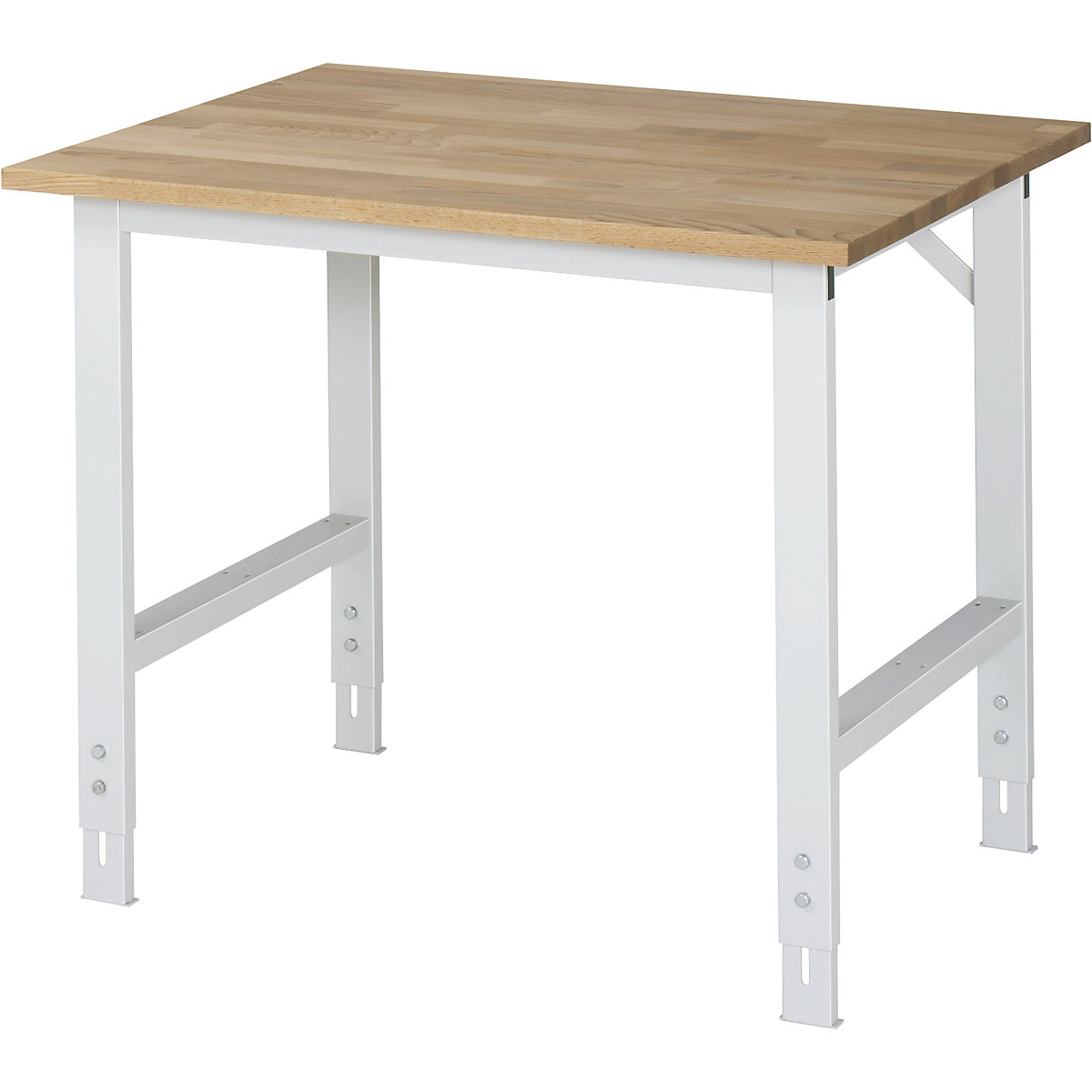 Pracovní stůl, výškově přestavitelný – RAU, 760 – 1080 mm, masivní buková deska, š x h 1000 x 800 mm, světle šedá-8