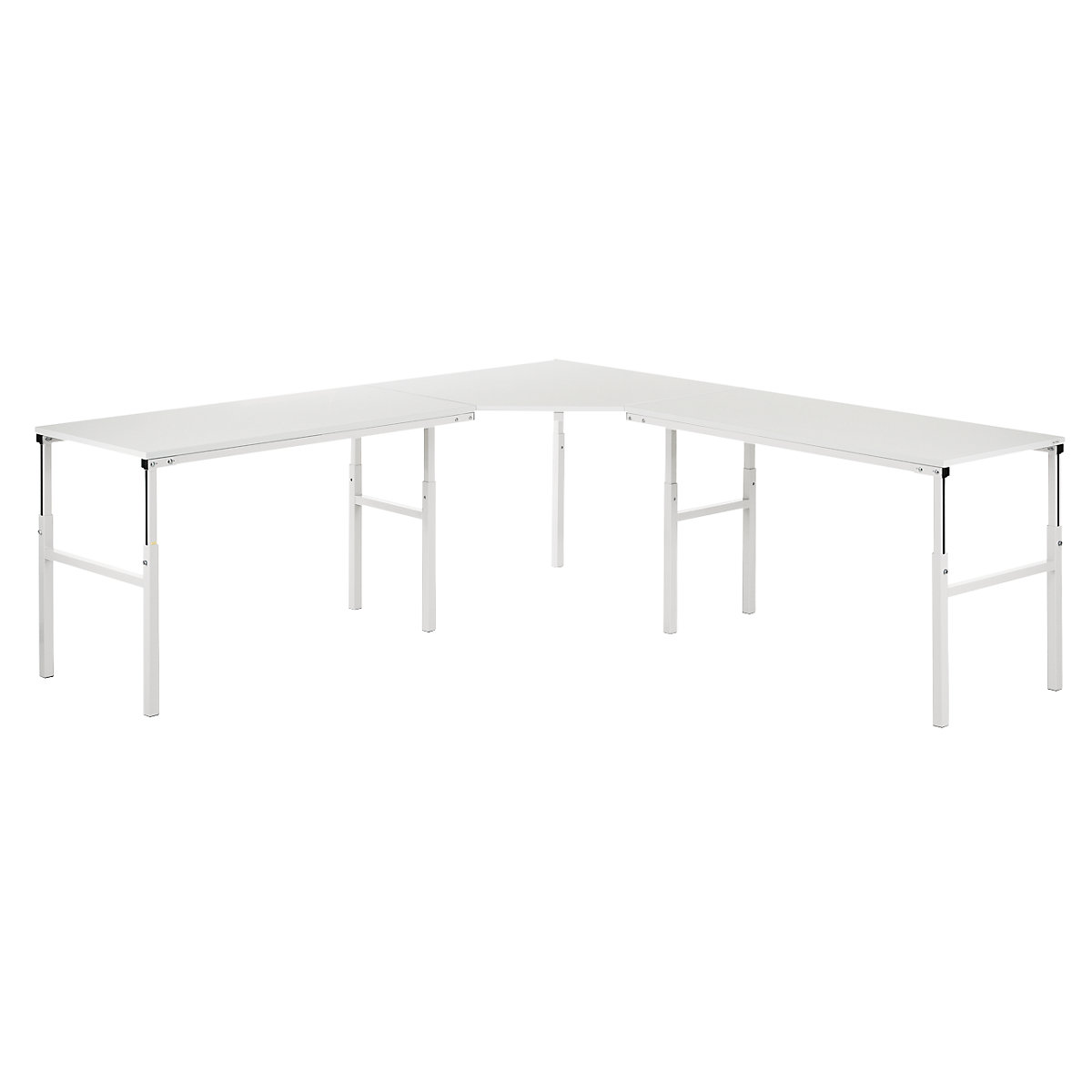 Treston – Pracovní stůl s ručním přestavováním výšky v rozsahu 650 až 900 mm, propojení 90°, pro 2 základní stoly, hloubka 700 mm