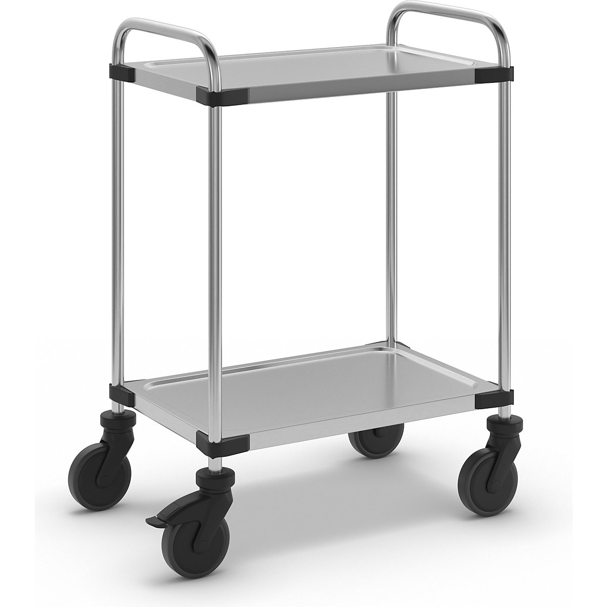 Servirni voziček iz nerjavnega jekla 640-RL, z 2 nivojema, nesestavljen, nosilnost 120 kg-9
