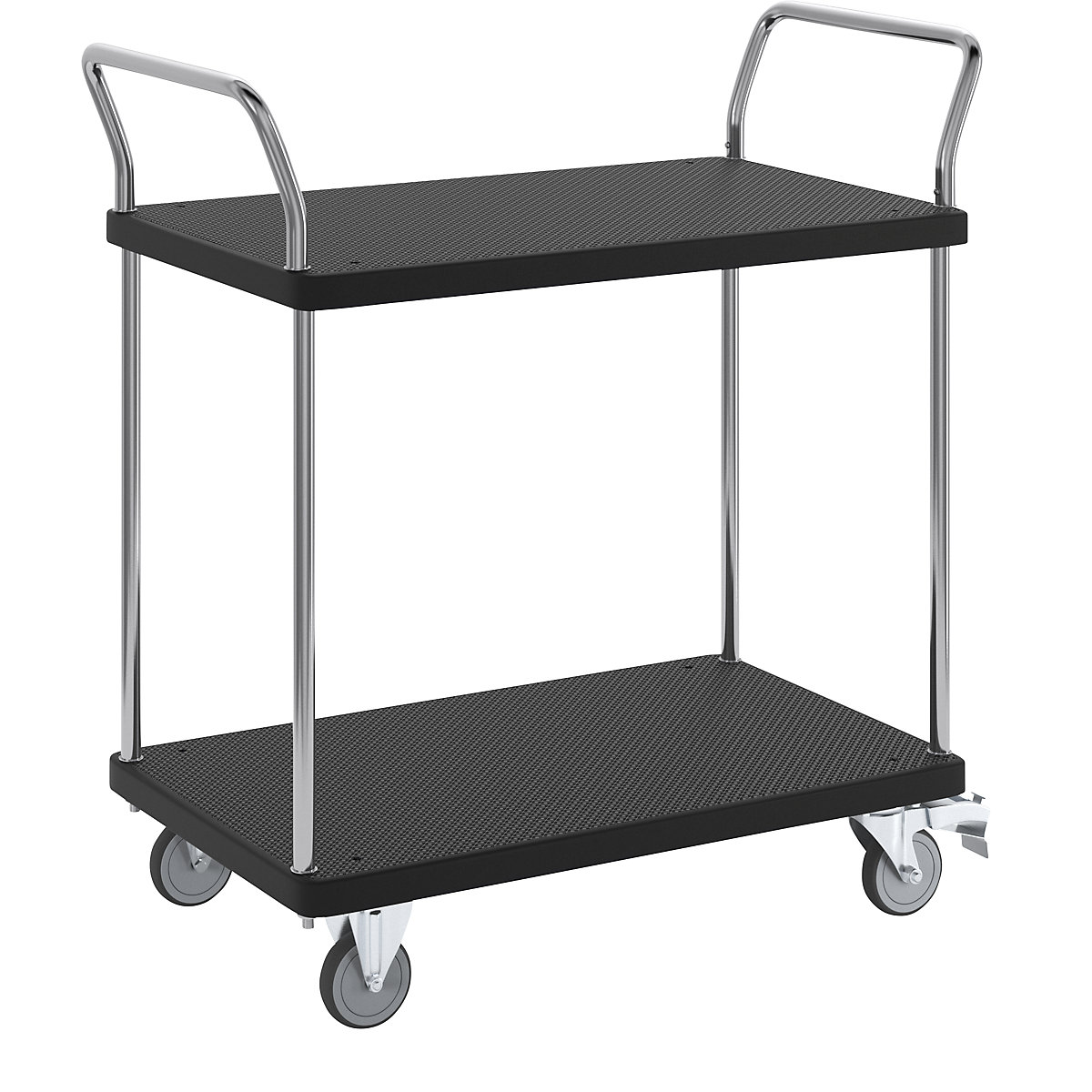 Servirni voziček, 2 nivoja, 2 potisna ročaja, nosilnost 230 kg-12