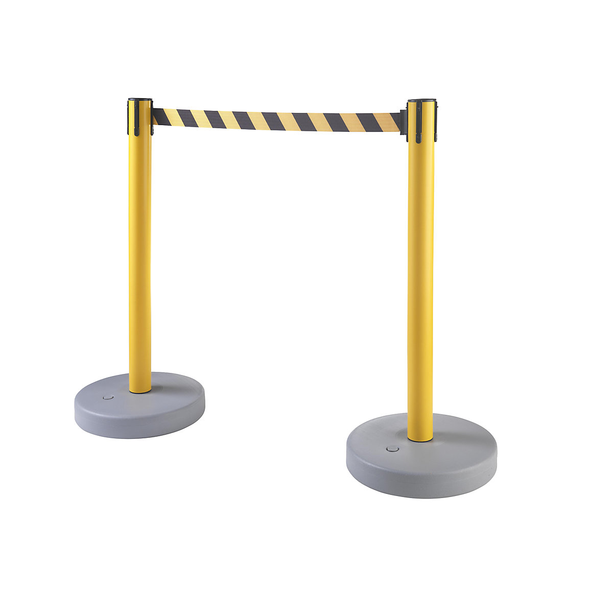 Poste de barreira com cinta, embalagem de 2 unidades, para interior e exterior, extração da cinta 3700 mm, sistema de 4 vias, poste amarelo, cinta amarela / preta-7