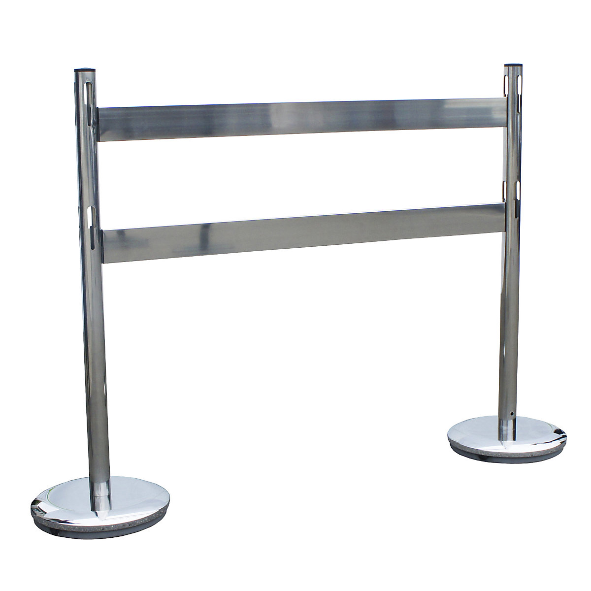 Conjunto de postes de barreira com barras – VISO, 2 postes, 2 barras, aço inoxidável / cromado-3