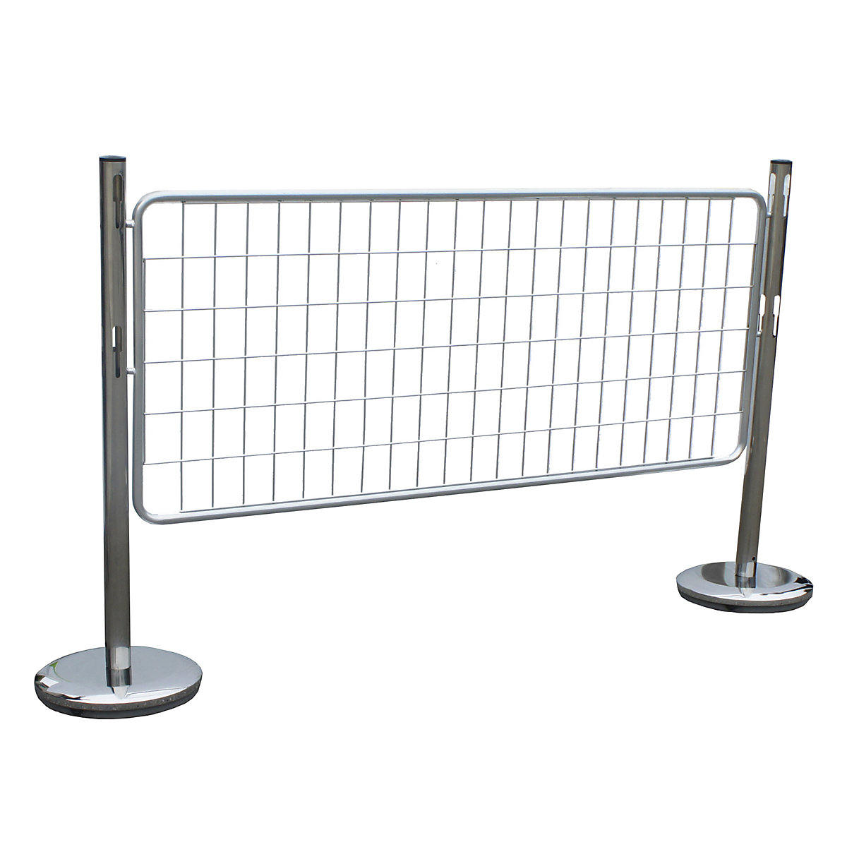 Conjunto de postes de barreira com grade – VISO, 2 postes, 1 grade, galvanizado / cromado-2