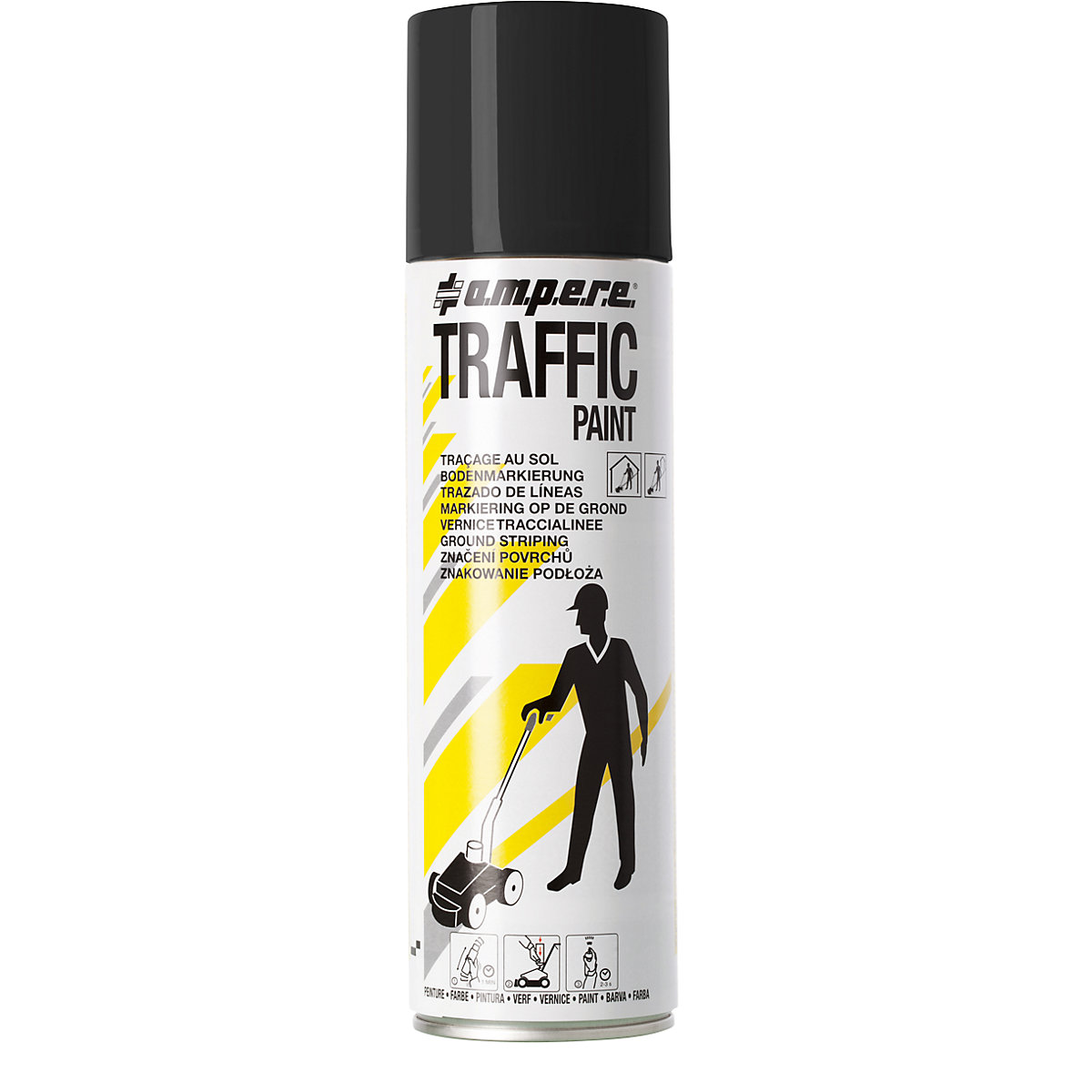 Tinta de marcação Traffic Paint® – Ampere, volume 500 ml, embalagem 12 latas, preto-3
