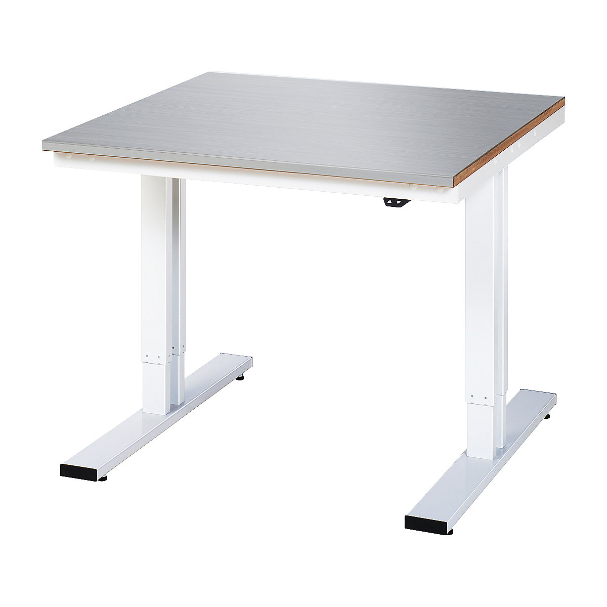 Delovna miza, električno nastavljiva po višini – RAU, obloga iz nerjavnega jekla, nosilnost 300 kg, ŠxG 1000 x 1000 mm-6