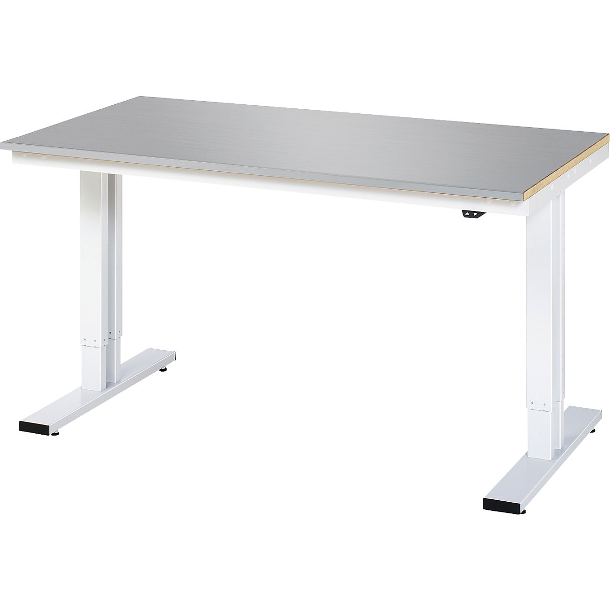 Delovna miza, električno nastavljiva po višini – RAU, obloga iz nerjavnega jekla, nosilnost 300 kg, ŠxG 1500 x 800 mm-5