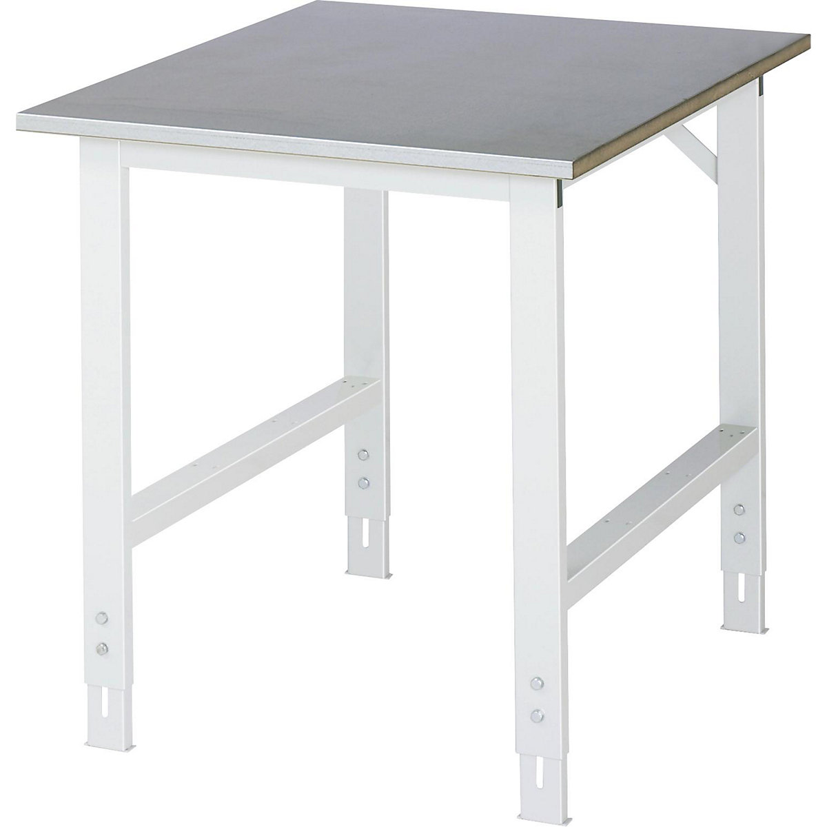 Delovna miza, nastavljiva po višini – RAU, 760 – 1080 mm, plošča z oblogo iz jeklene pločevine, ŠxG 750 x 1000 mm, svetlo siva-8