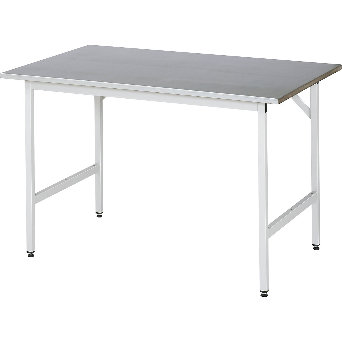 Delovna miza, nastavljiva po višini – RAU, 800 – 850 mm, plošča z oblogo iz jeklene pločevine, ŠxG 1250 x 800 mm, svetlo siva-9