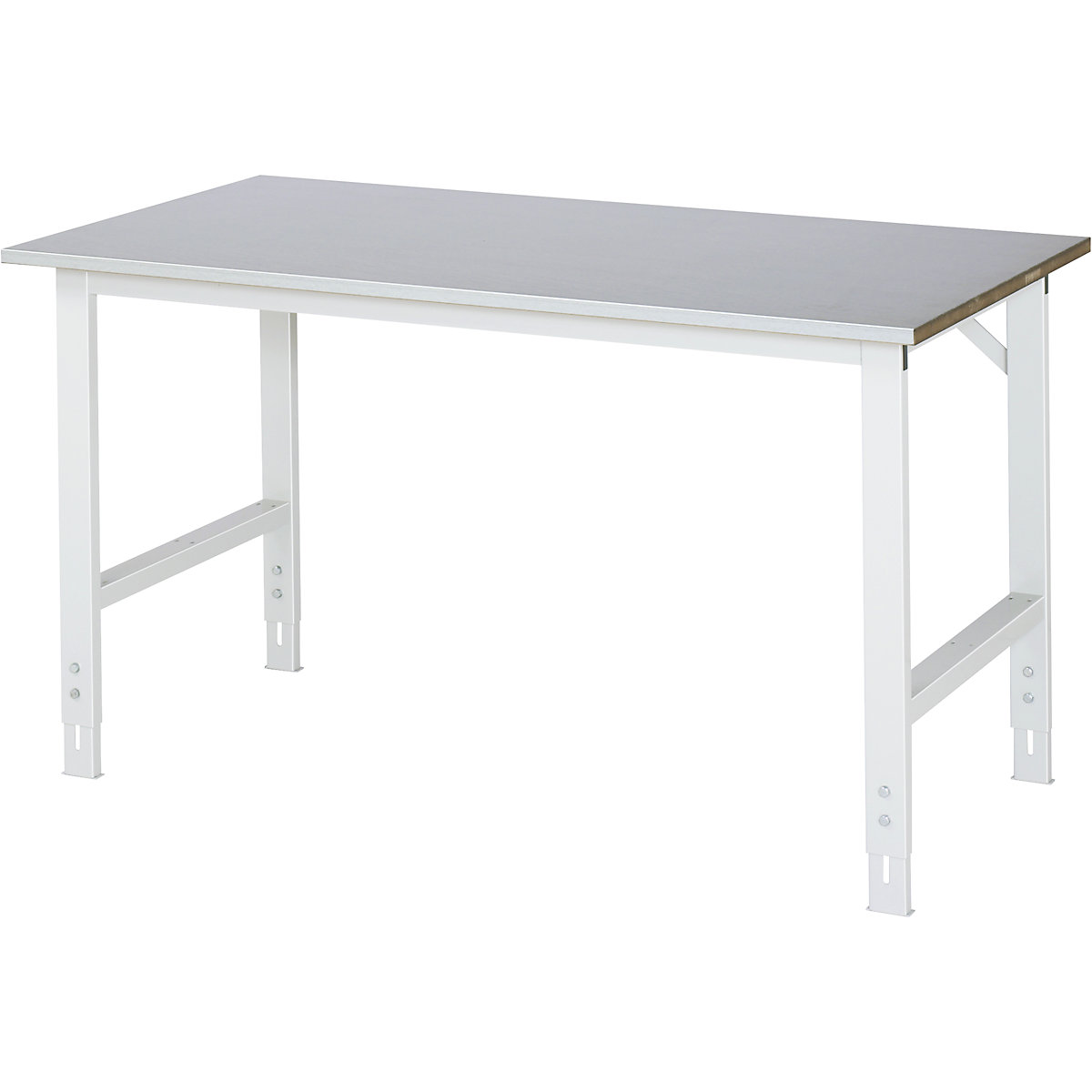 Delovna miza, nastavljiva po višini – RAU, 760 – 1080 mm, plošča z oblogo iz jeklene pločevine, ŠxG 1500 x 800 mm, svetlo siva-15