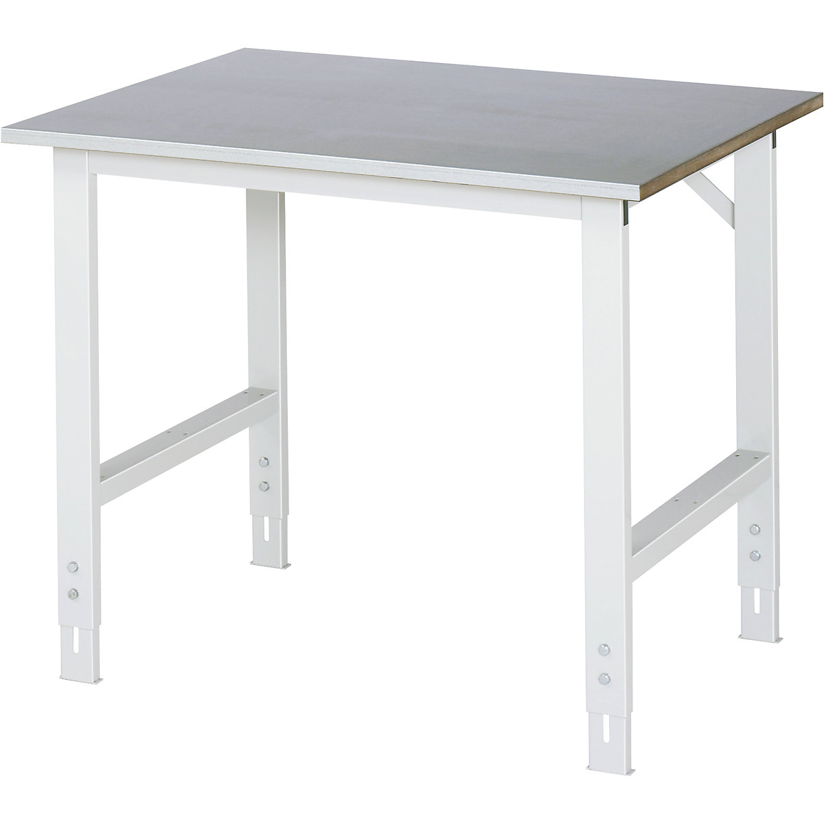 Delovna miza, nastavljiva po višini – RAU, 760 – 1080 mm, plošča z oblogo iz jeklene pločevine, ŠxG 1000 x 800 mm, svetlo siva-10