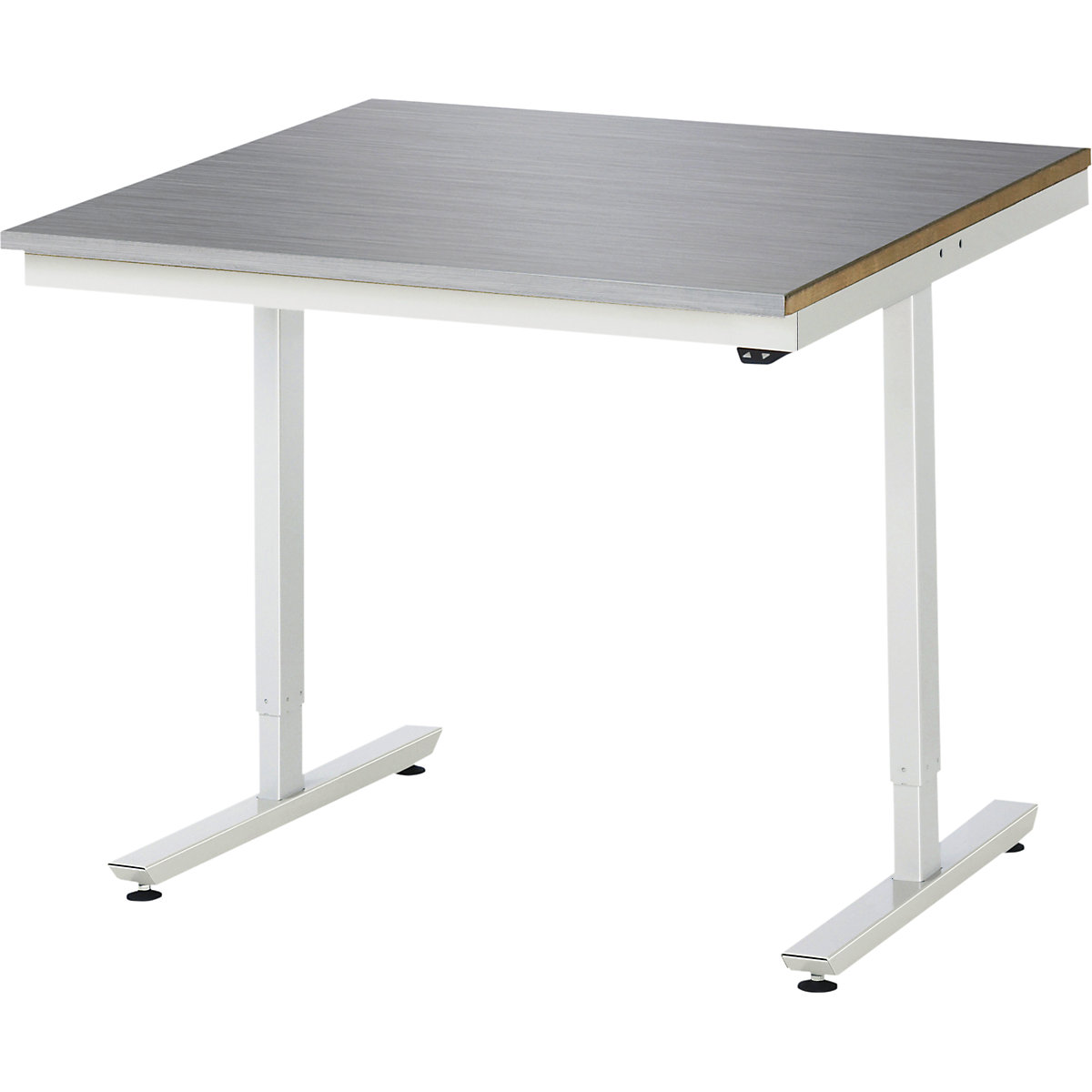 Delovna miza z električno nastavitvijo višine – RAU, obloga iz nerjavnega jekla, nosilnost 150 kg, ŠxG 1000 x 1000 mm-13