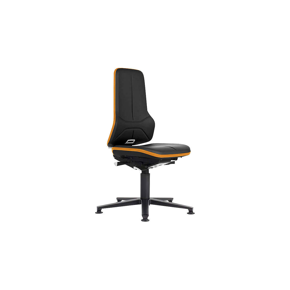bimos – Vrtljiv delovni stol NEON, z drsniki, sedež iz umetnega usnja, ESD, oranžen prilagodljiv trak