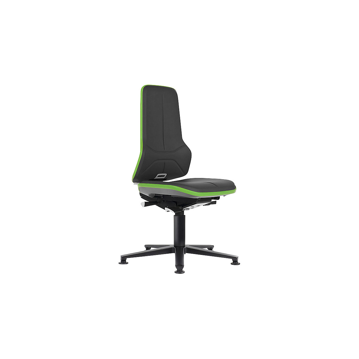 bimos – Vrtljiv delovni stol NEON, z drsniki, sedež iz umetnega usnja, zelen prilagodljiv trak