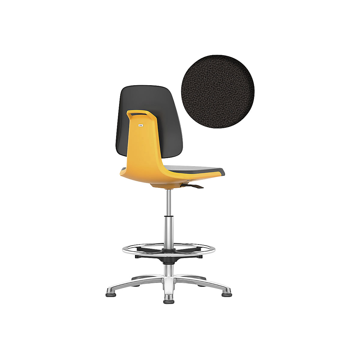 bimos – Vrtljivi delovni stol LABSIT, s talnimi drsniki in nožnim obročem, sedež s prevleko iz blaga, oranžna
