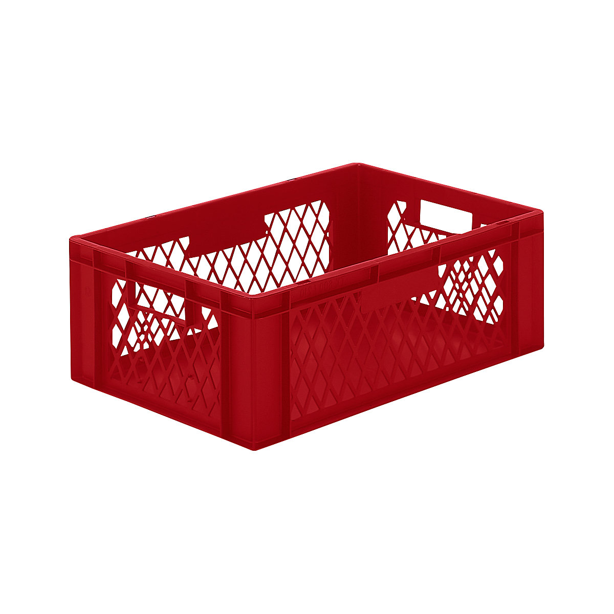 Cutie de depozitare în format Euro, pereți cu orificii, bază plină, lung. x lăț. x î. 600 x 400 x 210 mm, roșu, amb. 5 buc.-3