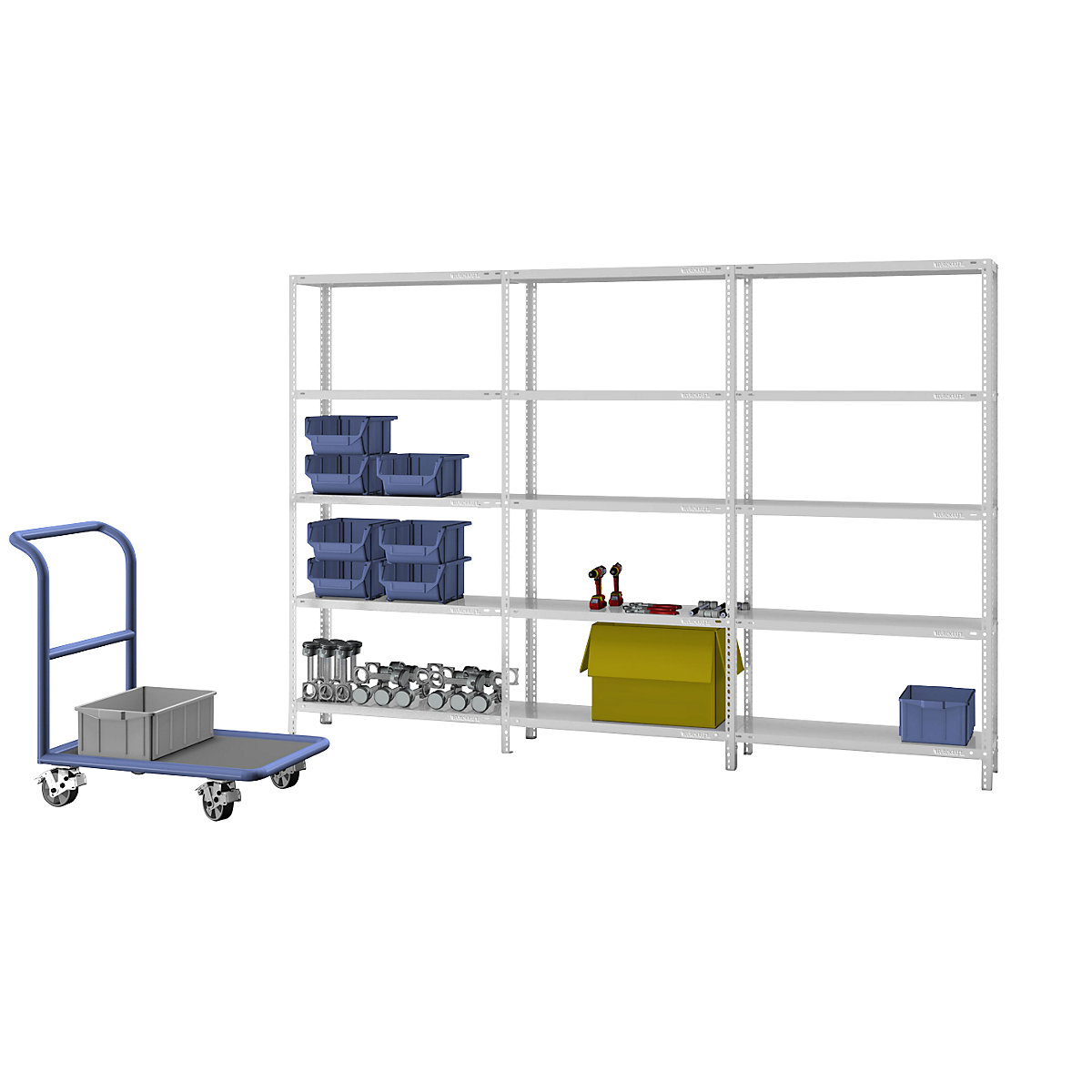 Raft cu înșurubare, construcție ușoară, cu strat din plastic – eurokraft pro (Imagine produs 2)-1