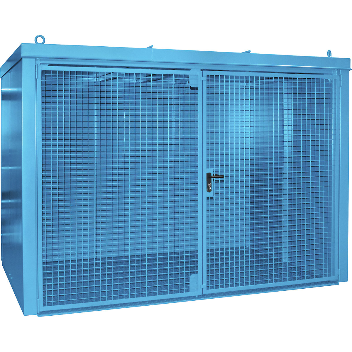 Container pentru butelii de gaz, ignifug – eurokraft pro, pentru 96 butelii cu Ø 230 mm, albastru-5