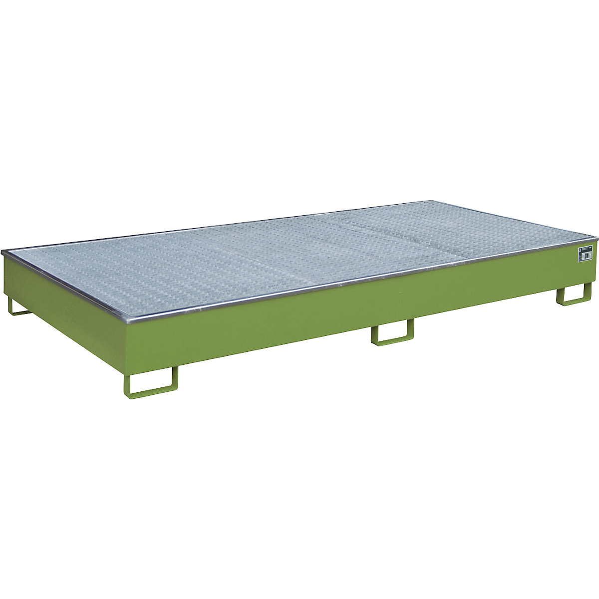 Vană de podea pentru rafturi cu inserție PE – eurokraft pro, cu grătar, 540 l, lung. x lăț. x î. 2665 x 1315 x 305 mm, verde-3