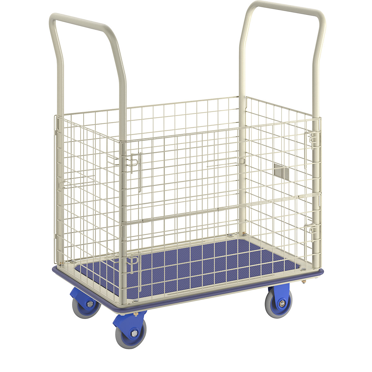 Carrello a pianale, con sponde a griglia – PRESTAR