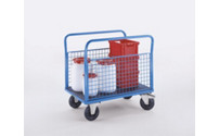 Carrello a pianale con sponde grigliate
