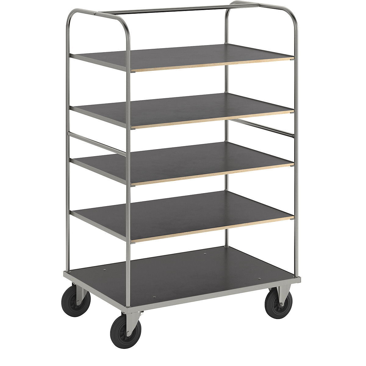 Carrello a ripiani multifunzionale KM338 – Kongamek, lungh. x largh. x alt. 1200 x 800 x 1800 mm, zincatura, 2 rotelle pivottanti e 2 rotelle a supporto fisso-5