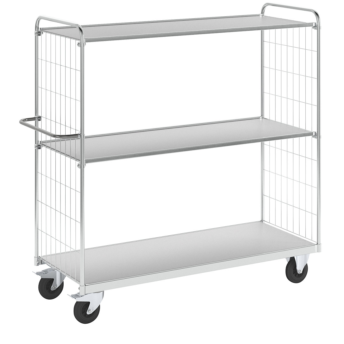 Carrello a ripiani versatile – Kongamek, con 3 ripiani, lunghezza 1790 mm, rotelle pivottanti con fermo-7